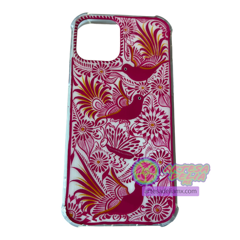 Funda Pintada a Mano iPhone 12 / iPhone 12 Pro Modelo Rosa Mexicano