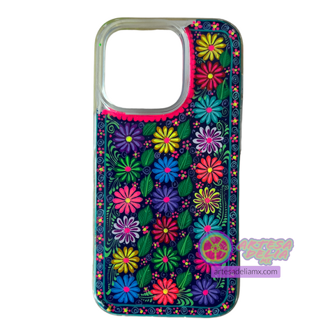 Funda Pintada a Mano iPhone 14 Pro Flores