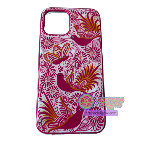 Funda Pintada a Mano iPhone 12 / iPhone 12 Pro Modelo Rosa Mexicano