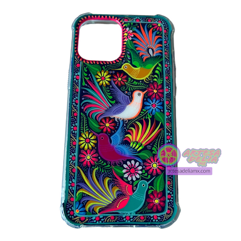 Funda Pintada a Mano iPhone 12 Pro Max Modelo Aves Colores