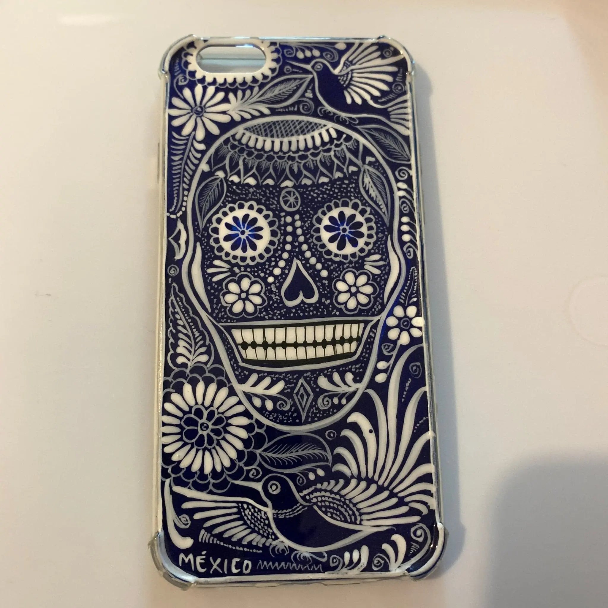 Funda Pintada a Mano iPhone 6 Modelo Calavera Talavera Artesadelia Mi Mexico