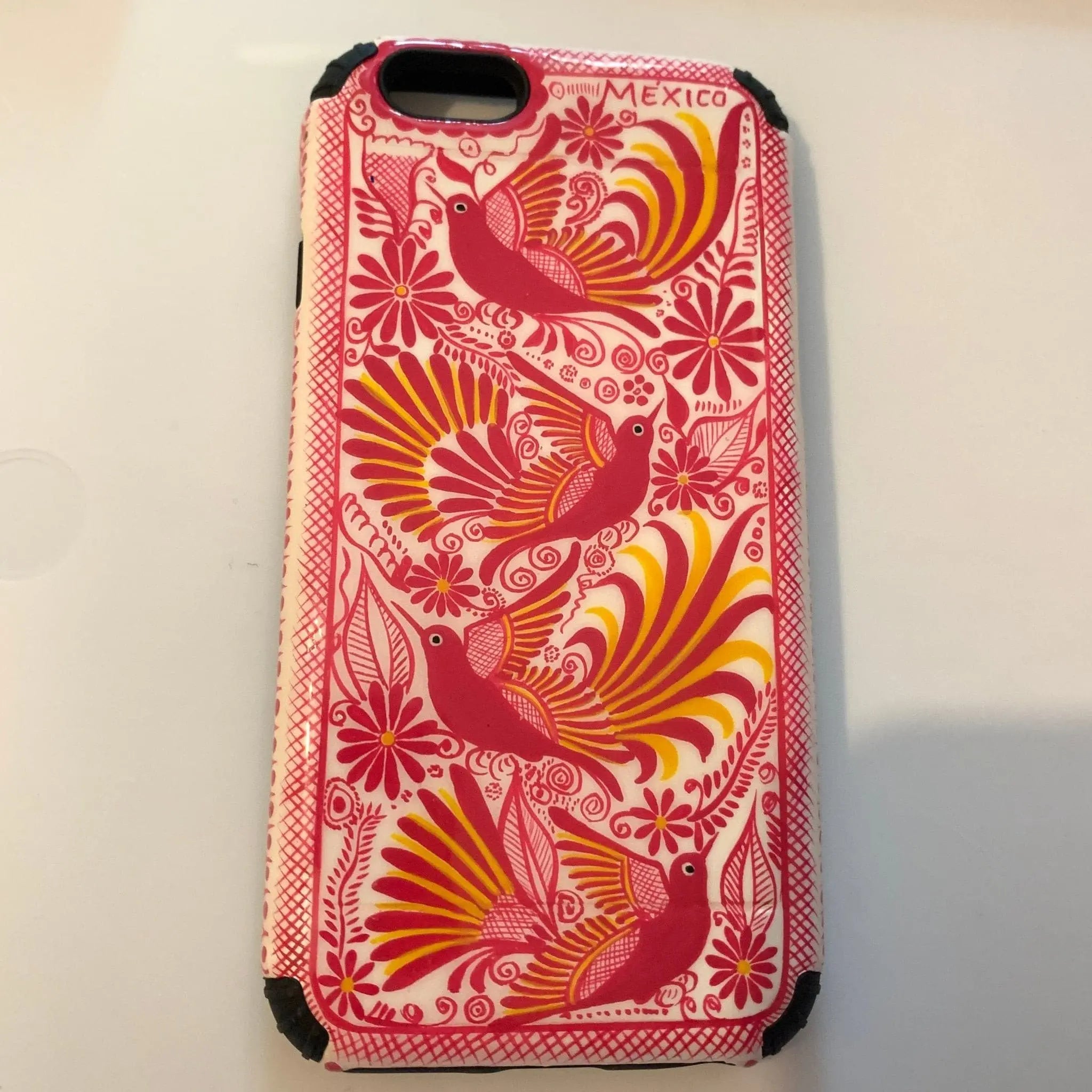 Funda Pintada a Mano iPhone 6 Modelo Rosa Mexicano Artesadelia Mi Mexico