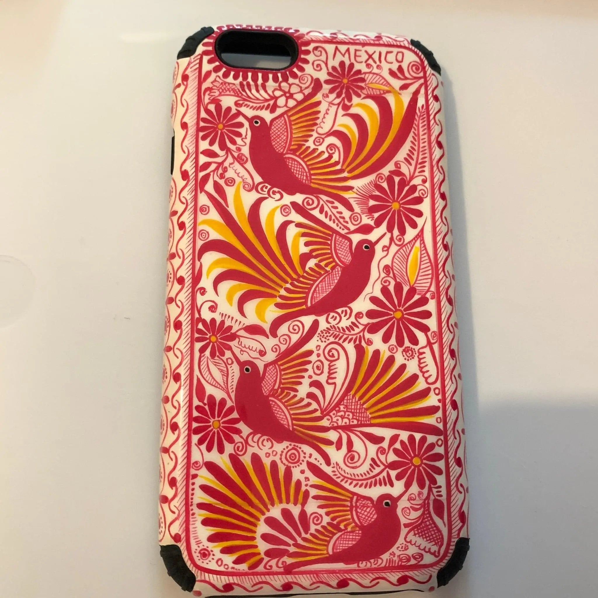 Funda Pintada a Mano iPhone 6 Modelo Rosa Mexicano Artesadelia Mi Mexico