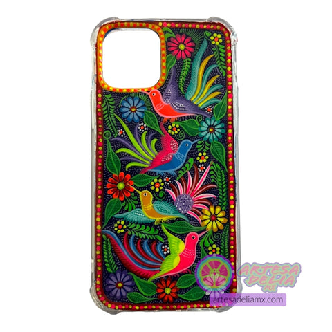 Funda Pintada a Mano iPhone 12 / iPhone 12 Pro Modelo Aves Color