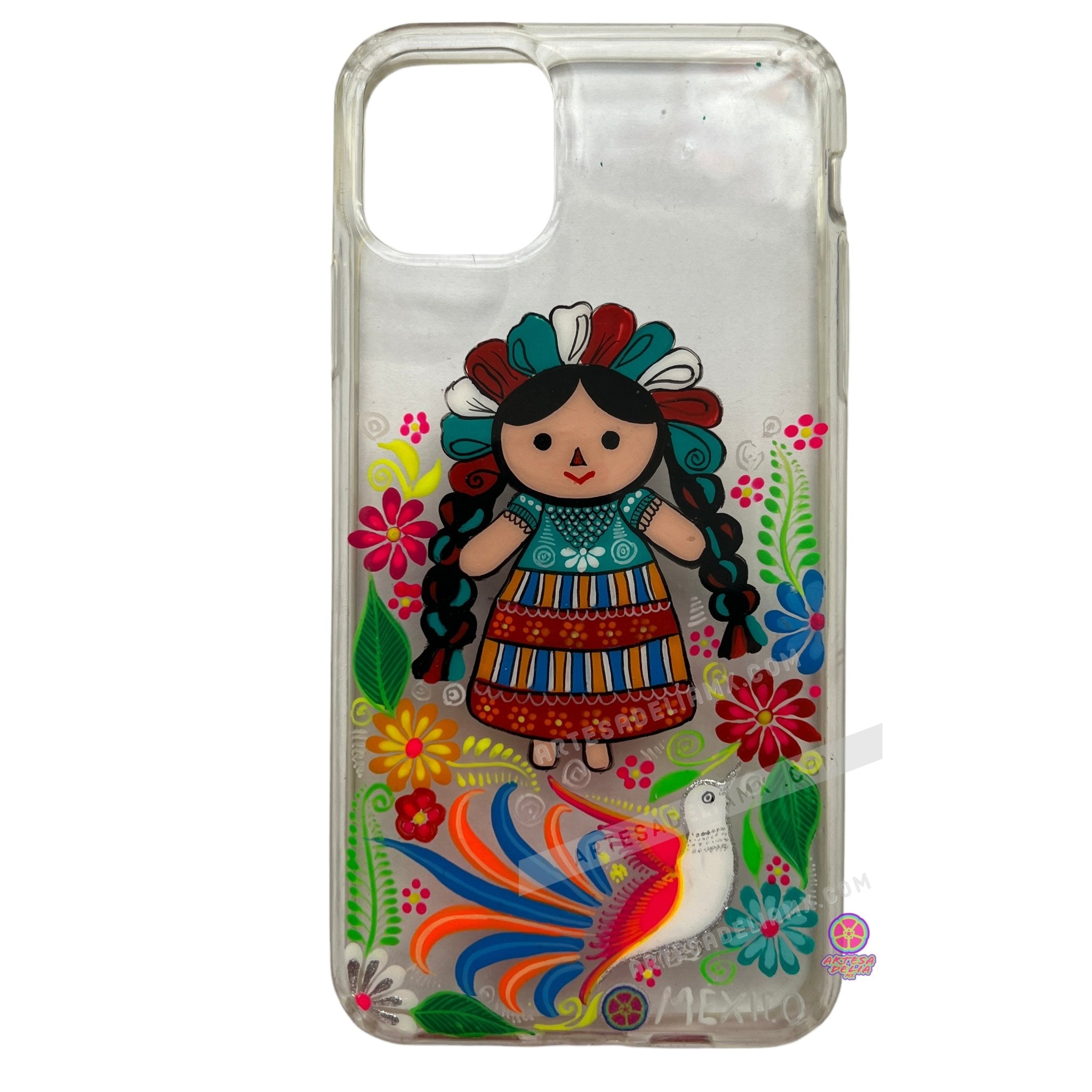 Funda Pintada a Mano iPhone 11 PRO MAX Modelo Lelé Transparente - Artesadelia