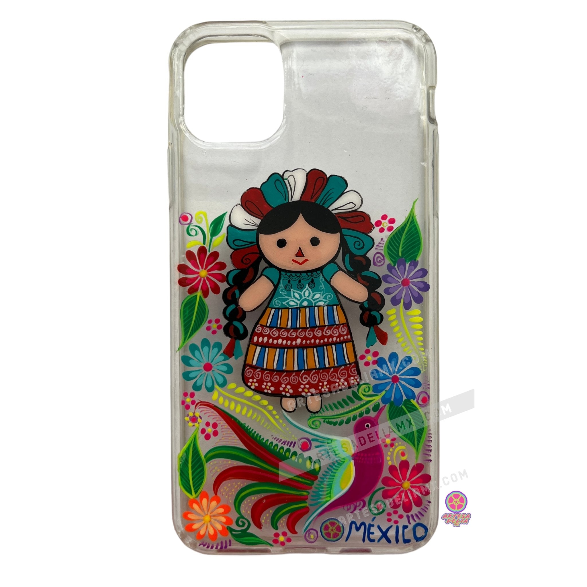 Funda Pintada a Mano iPhone 11 PRO MAX Modelo Lelé Transparente - Artesadelia