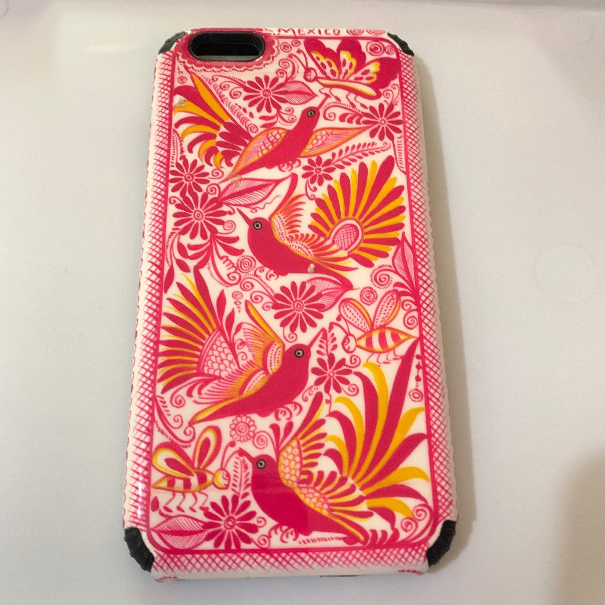 Funda Pintada a Mano iPhone 6 plus Modelo Rosa Mexicano - Artesadelia