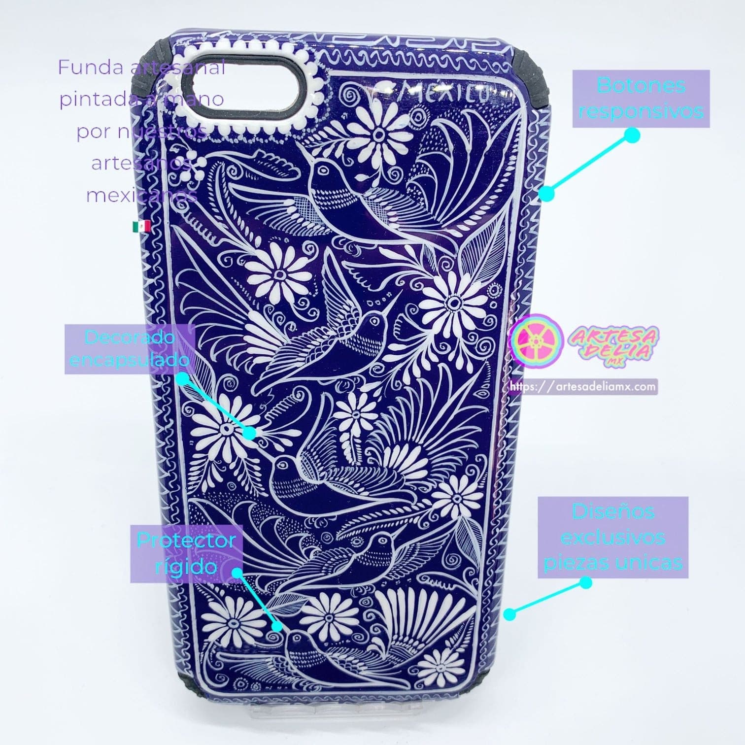 Funda Pintada a Mano iPhone 6 plus Modelo Talavera - Artesadelia