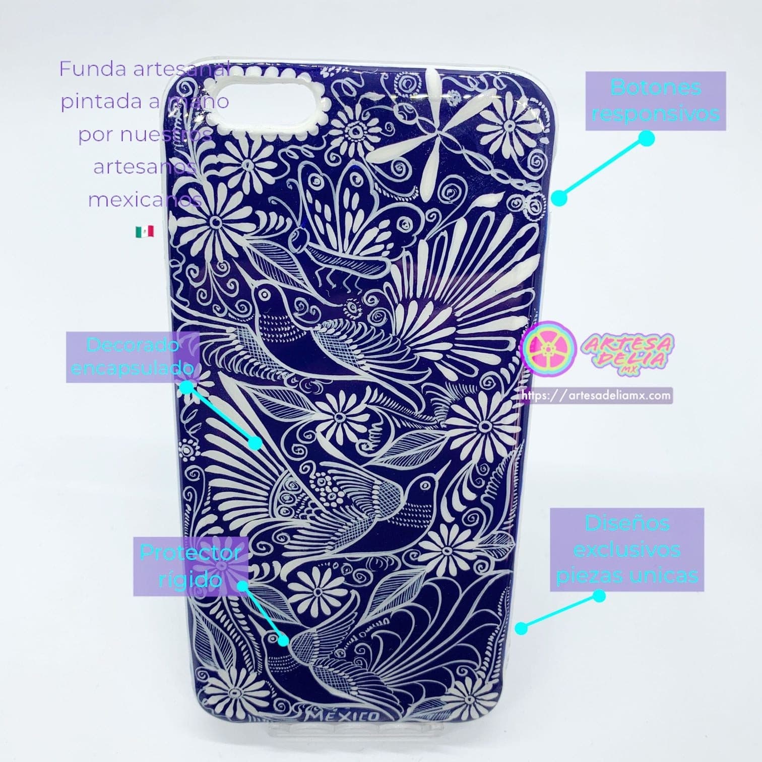 Funda Pintada a Mano iPhone 6 plus Modelo Talavera - Artesadelia