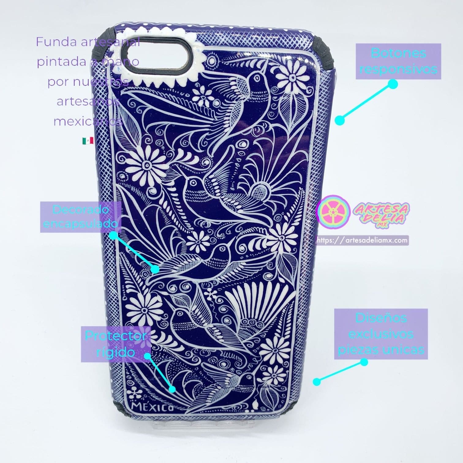 Funda Pintada a Mano iPhone 6 plus Modelo Talavera - Artesadelia