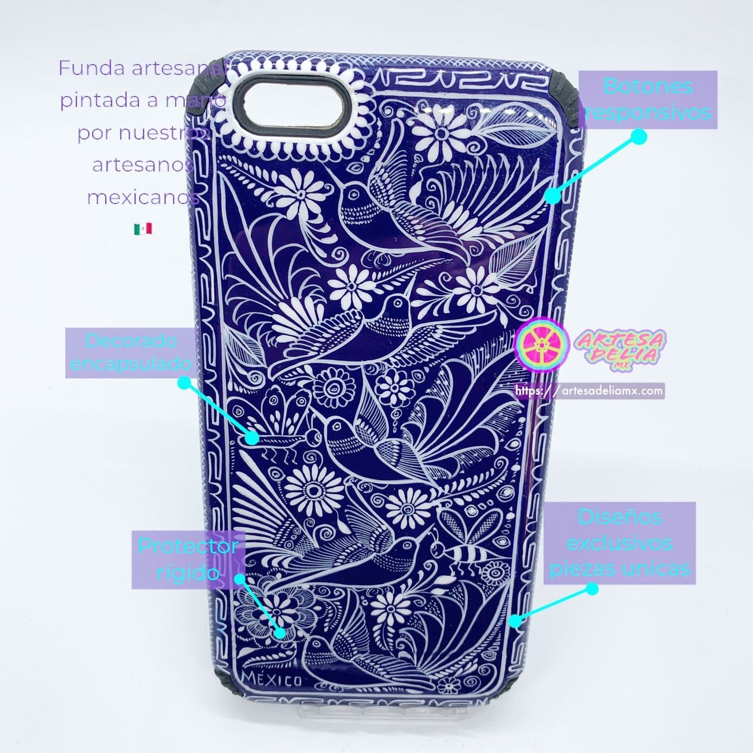 Funda Pintada a Mano iPhone 6 plus Modelo Talavera - Artesadelia