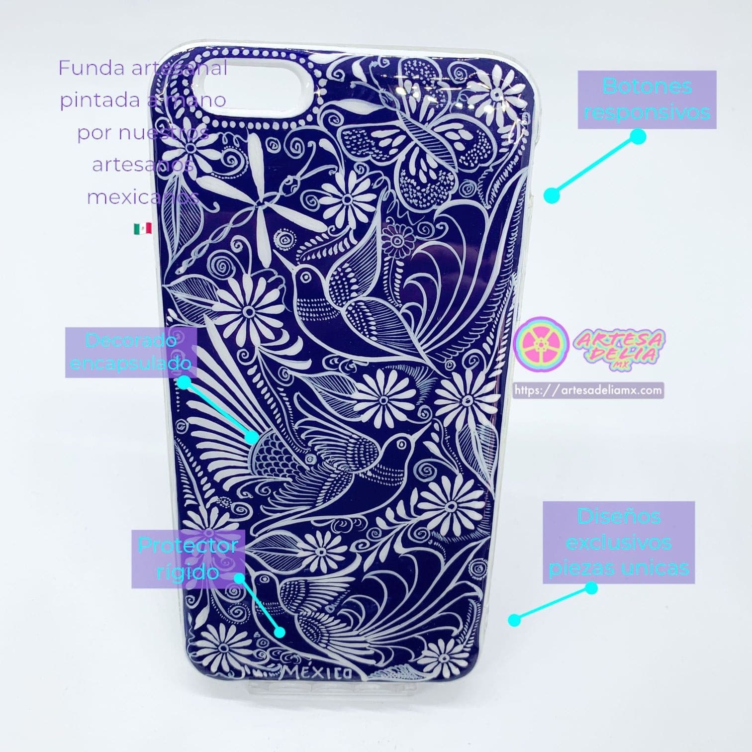 Funda Pintada a Mano iPhone 6 plus Modelo Talavera - Artesadelia