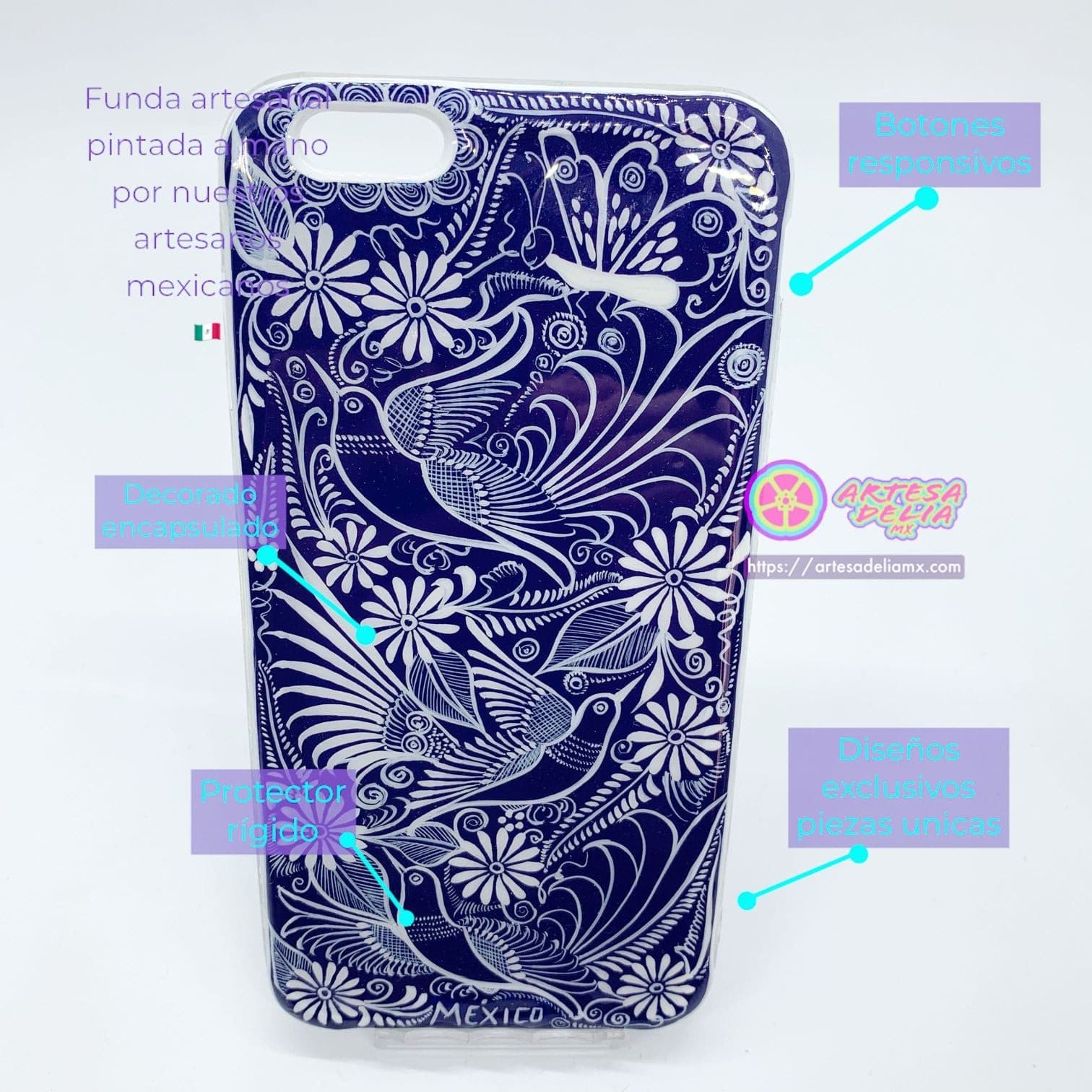 Funda Pintada a Mano iPhone 6 plus Modelo Talavera - Artesadelia
