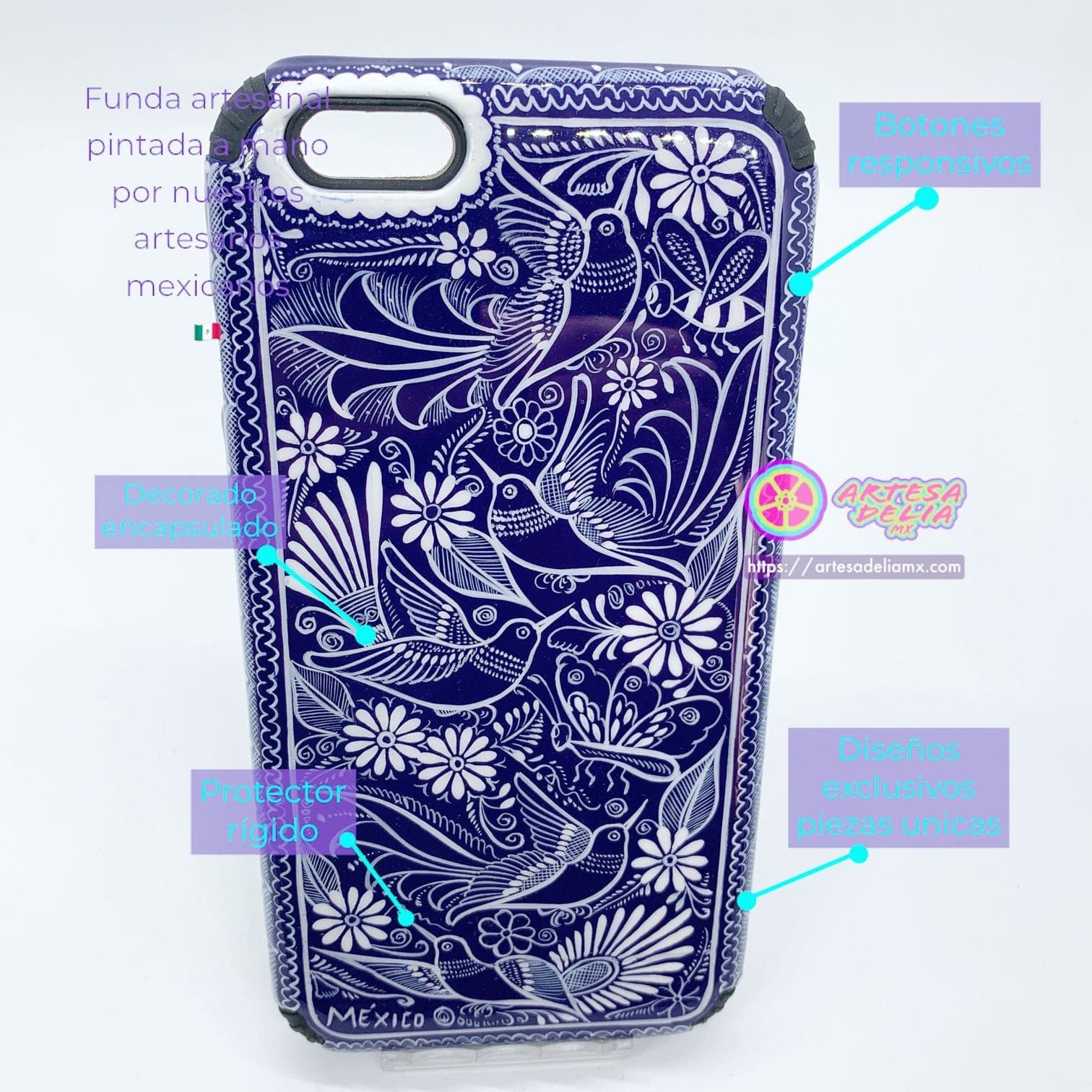 Funda Pintada a Mano iPhone 6 plus Modelo Talavera - Artesadelia