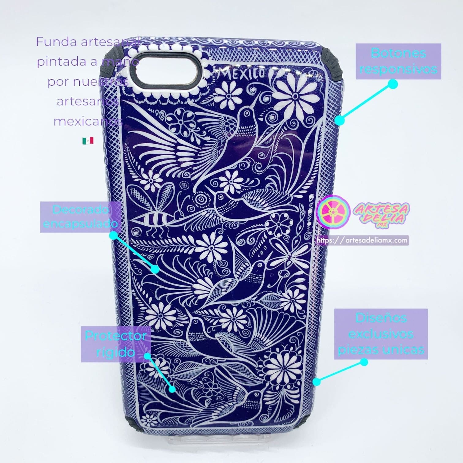 Funda Pintada a Mano iPhone 6 plus Modelo Talavera - Artesadelia