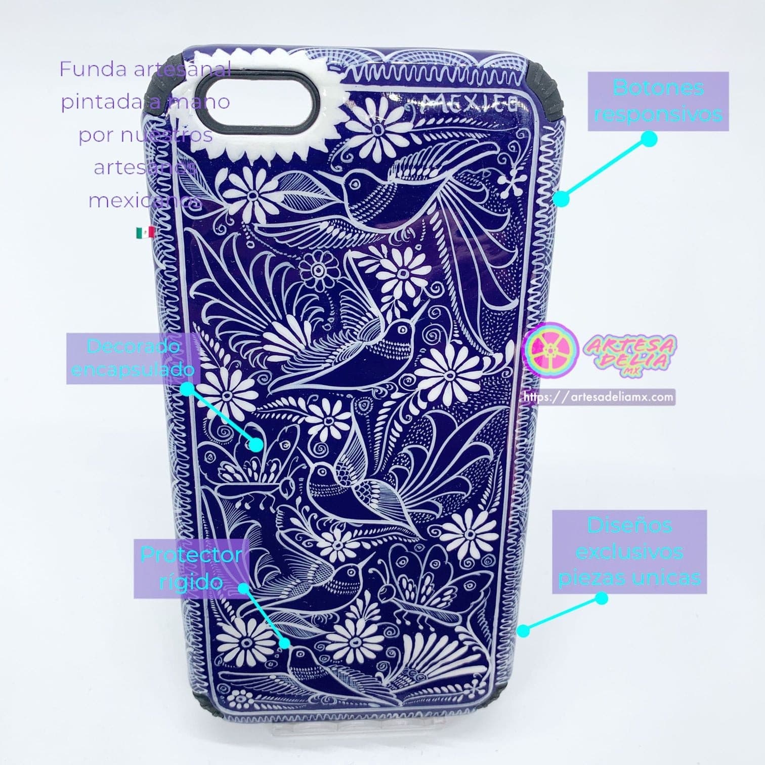 Funda Pintada a Mano iPhone 6 plus Modelo Talavera - Artesadelia
