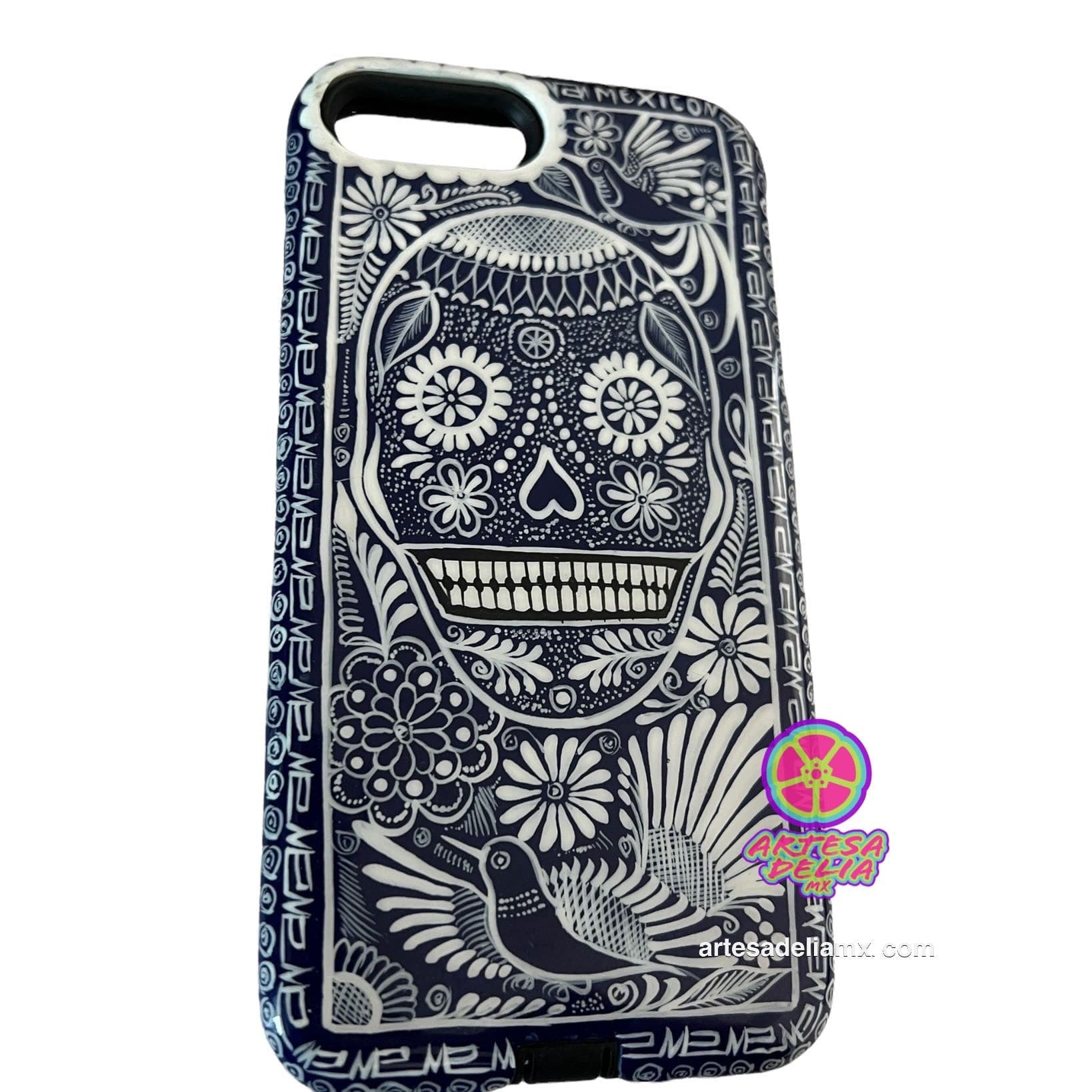 Funda Pintada a Mano iPhone 7 /8 Plus Modelo Calavera Talavera - Artesadelia