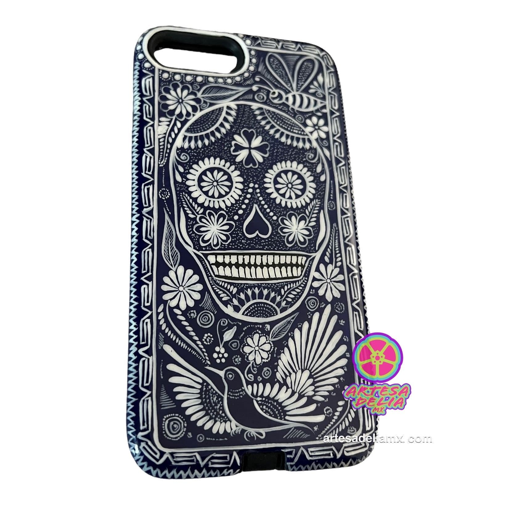 Funda Pintada a Mano iPhone 7 /8 Plus Modelo Calavera Talavera - Artesadelia
