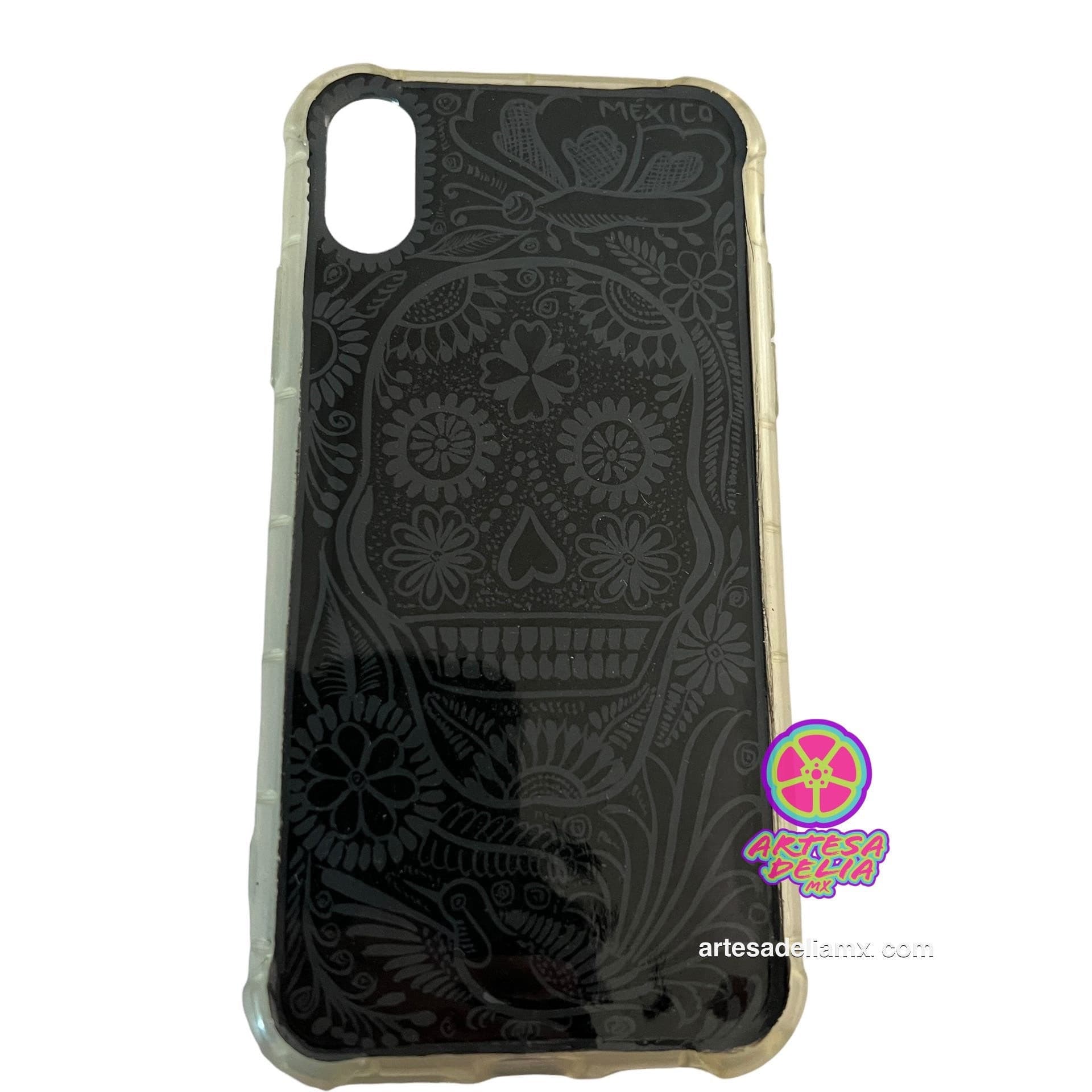 Funda Pintada a Mano iPhone X Modelo Barro Negro - Artesadelia