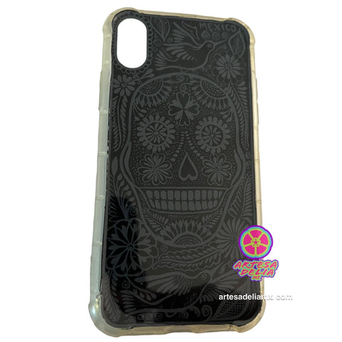 Funda Pintada a Mano iPhone X Modelo Barro Negro - Artesadelia