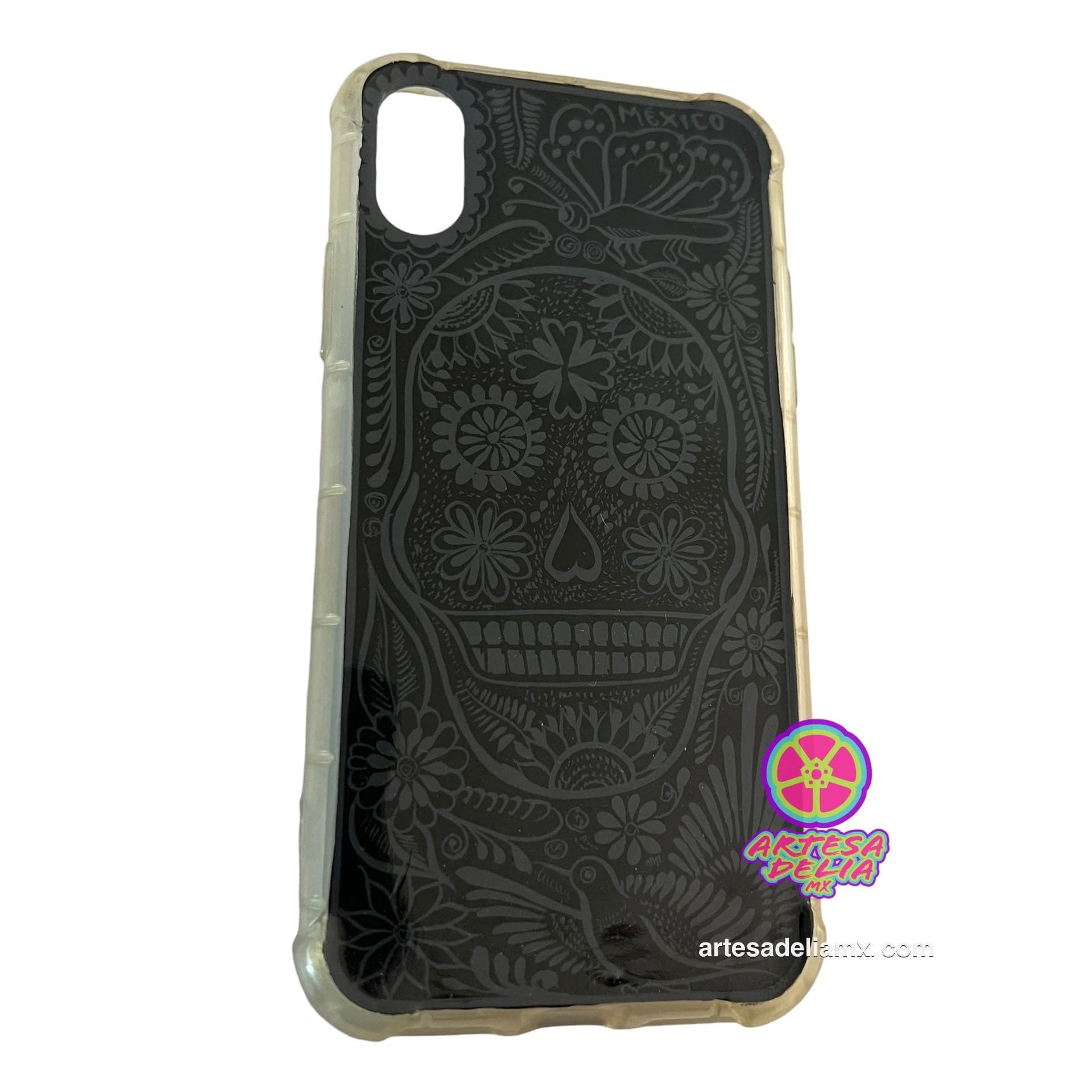 Funda Pintada a Mano iPhone X Modelo Barro Negro - Artesadelia