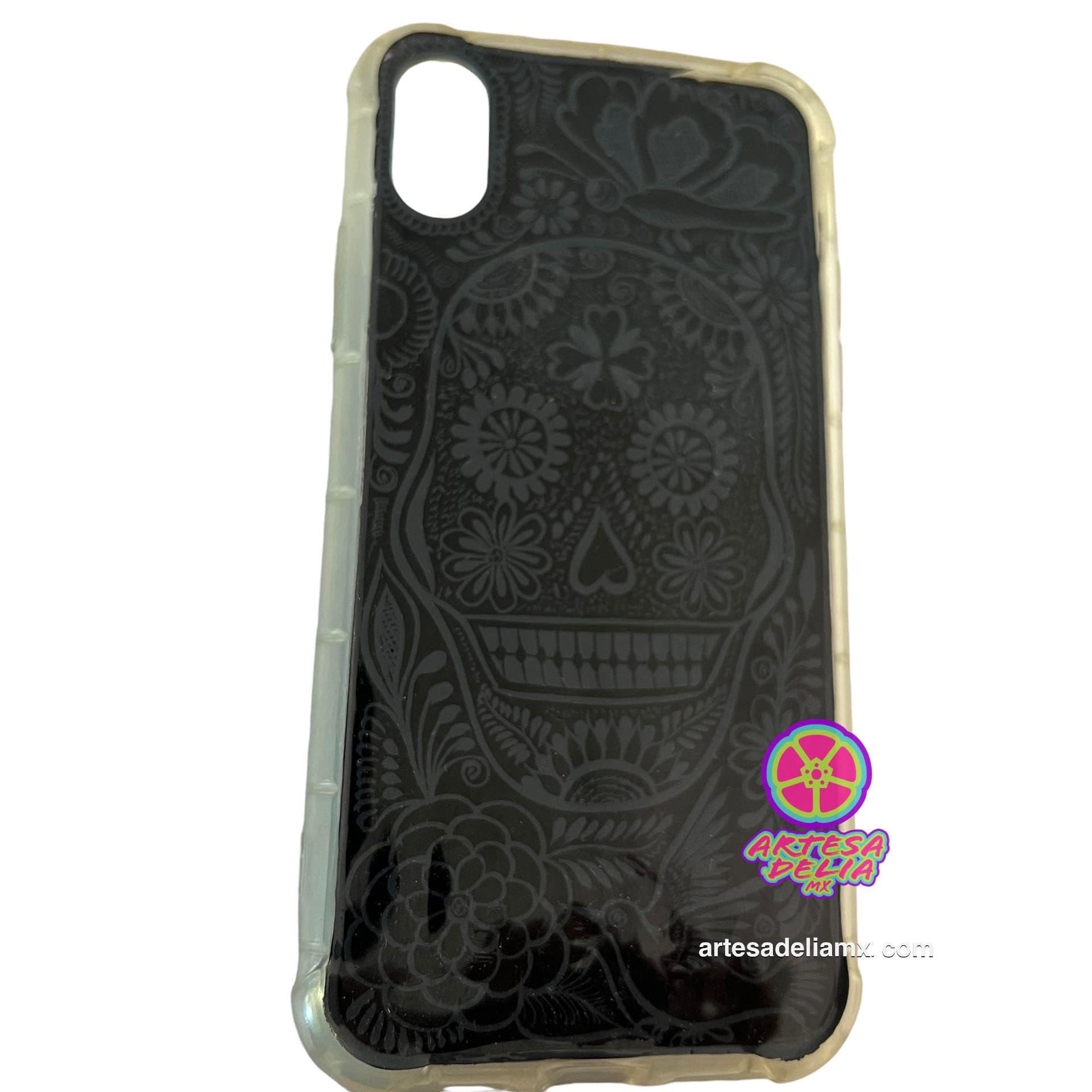 Funda Pintada a Mano iPhone X Modelo Barro Negro - Artesadelia