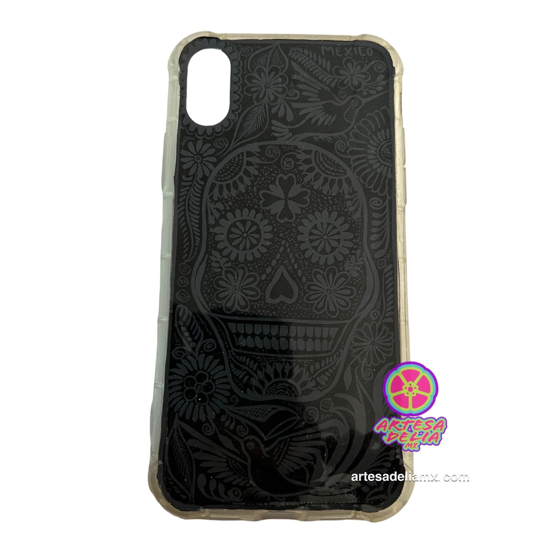 Funda Pintada a Mano iPhone X Modelo Barro Negro - Artesadelia
