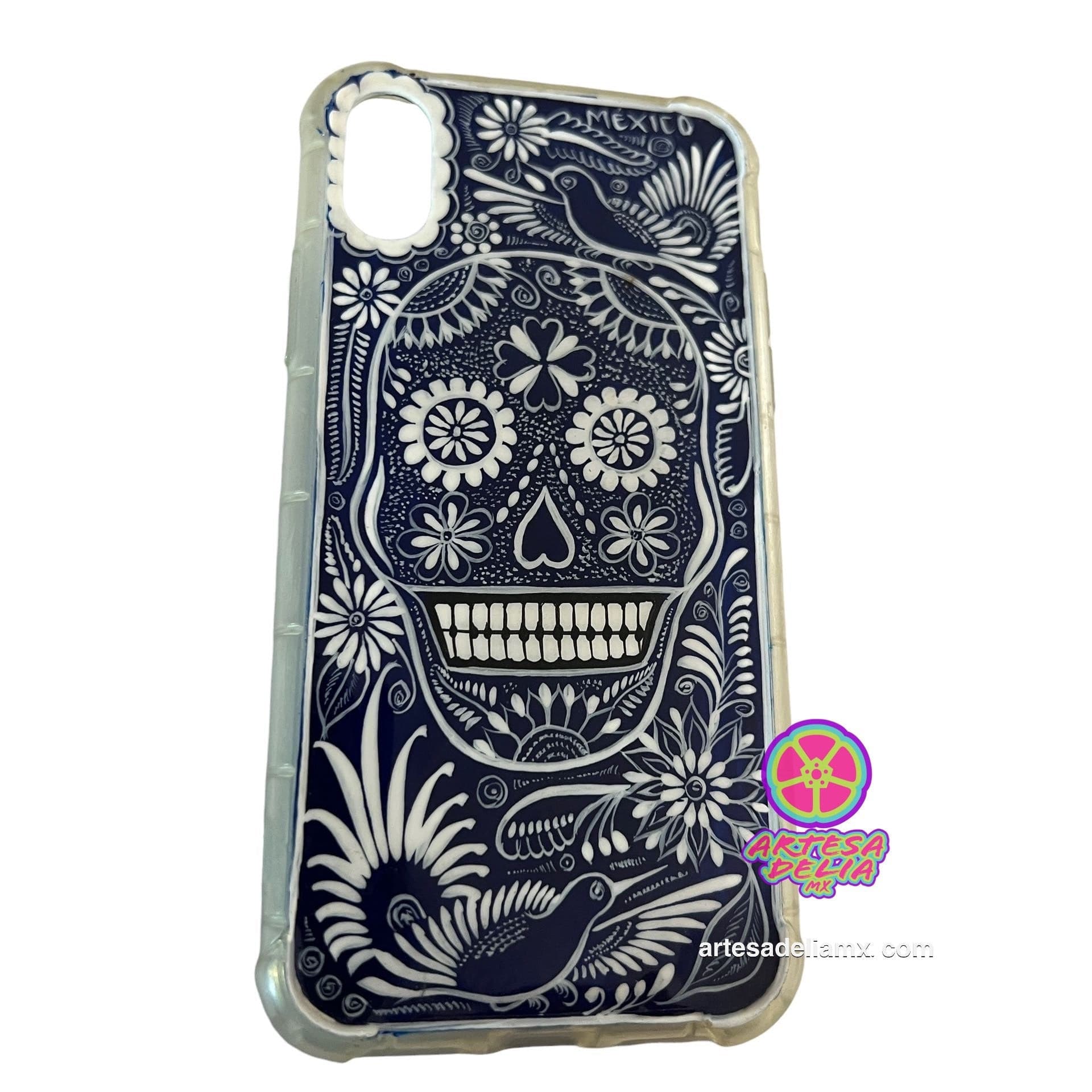 Funda Pintada a Mano iPhone X Modelo Calavera Talavera - Artesadelia