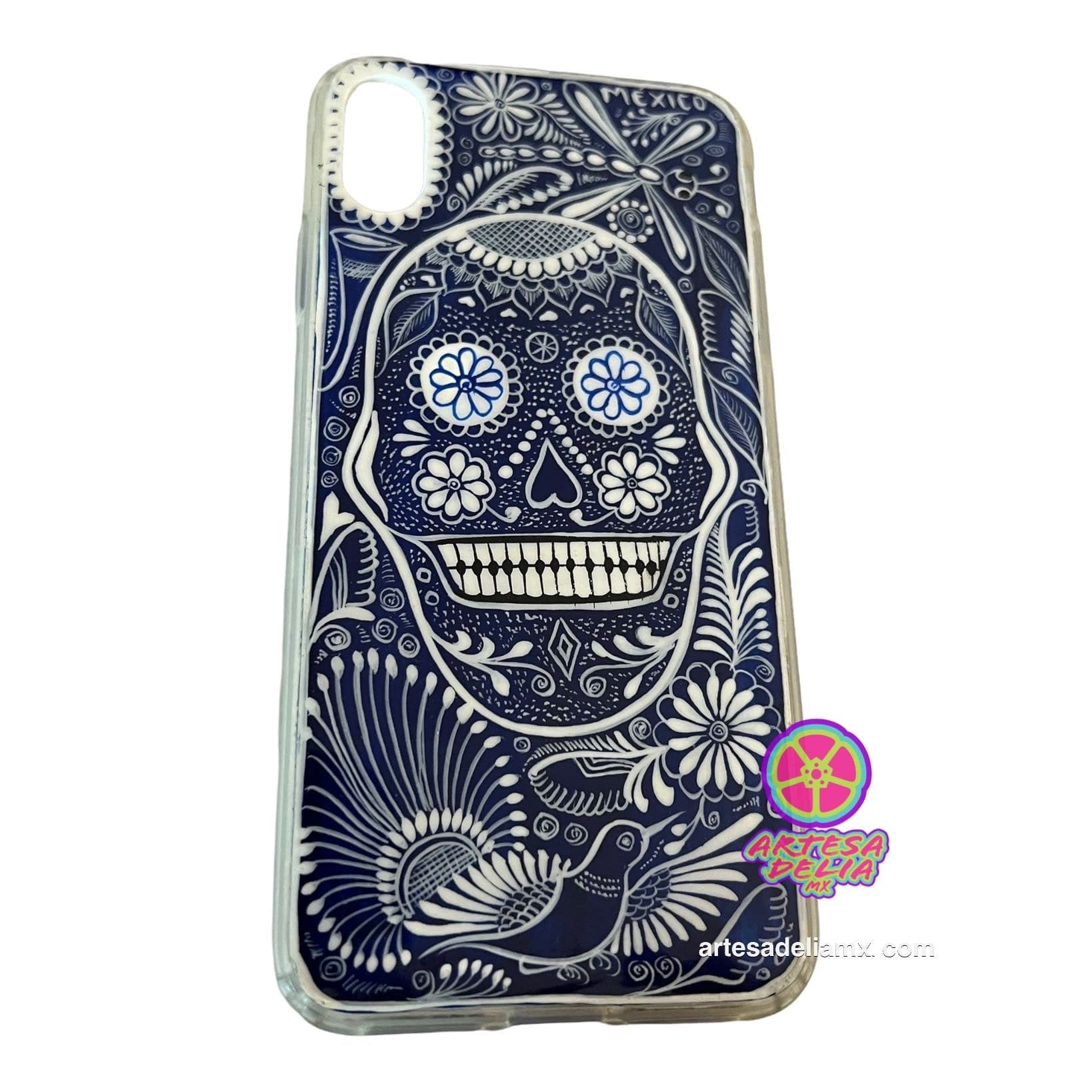 Funda Pintada a Mano iPhone XS MAX Modelo Calavera Talavera - Artesadelia