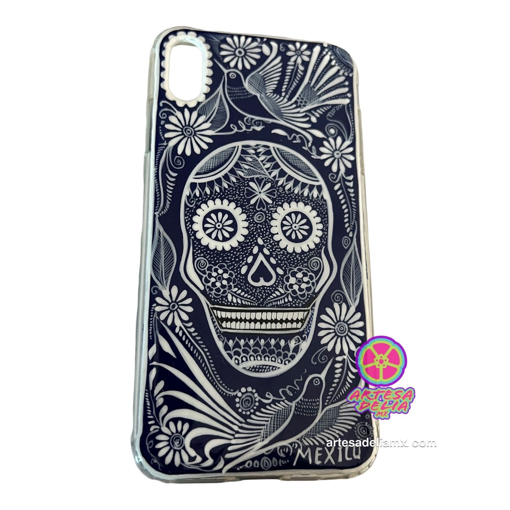 Funda Pintada a Mano iPhone XS MAX Modelo Calavera Talavera - Artesadelia