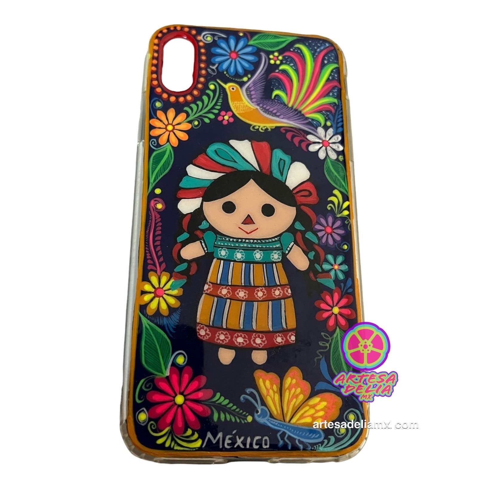 Funda Pintada a Mano iPhone XS MAX Modelo Muñeca Lele - Artesadelia