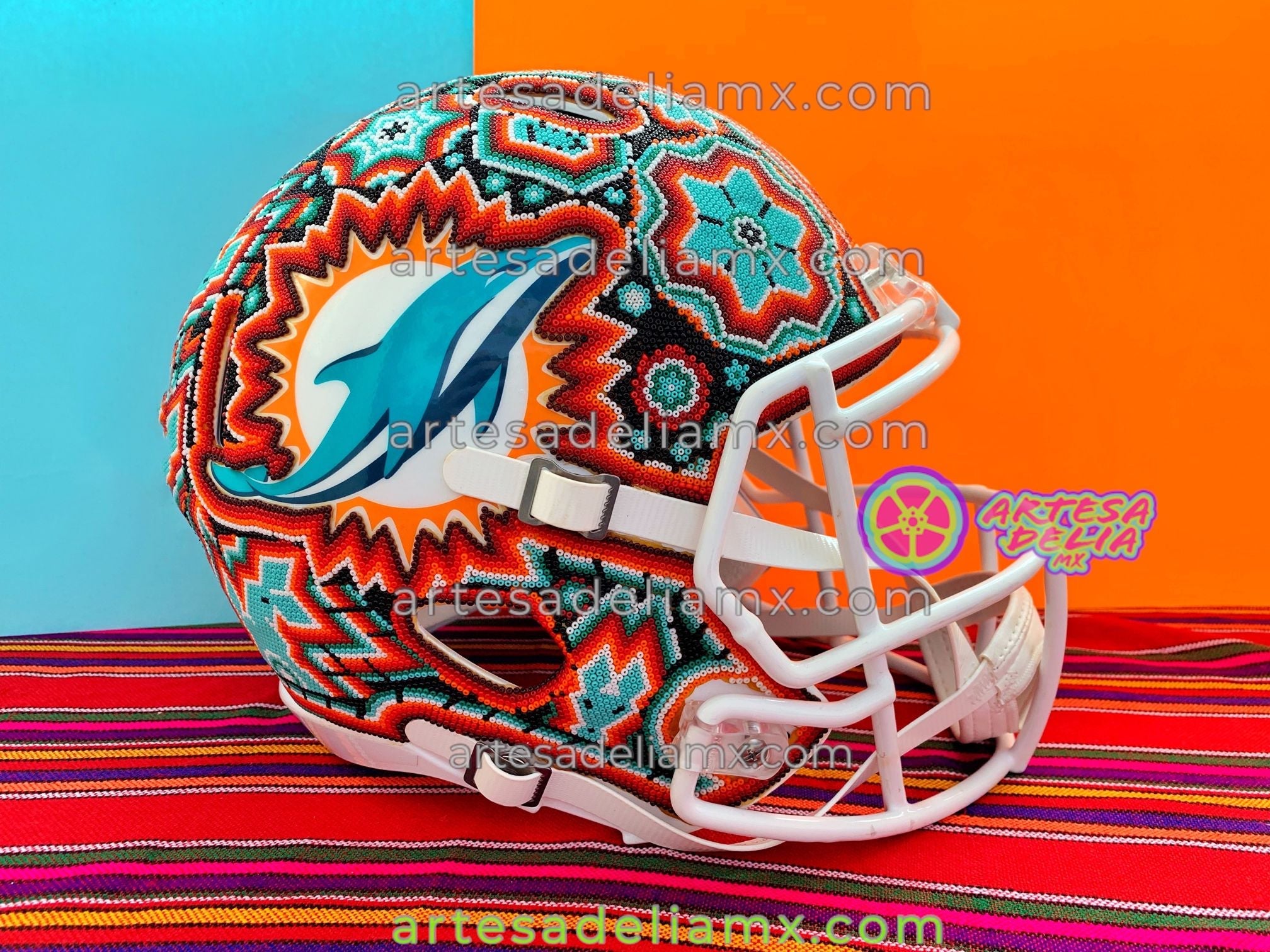 PRE-ORDEN Miami Dolphins Casco Huichol Sports NFL - Artesadelia